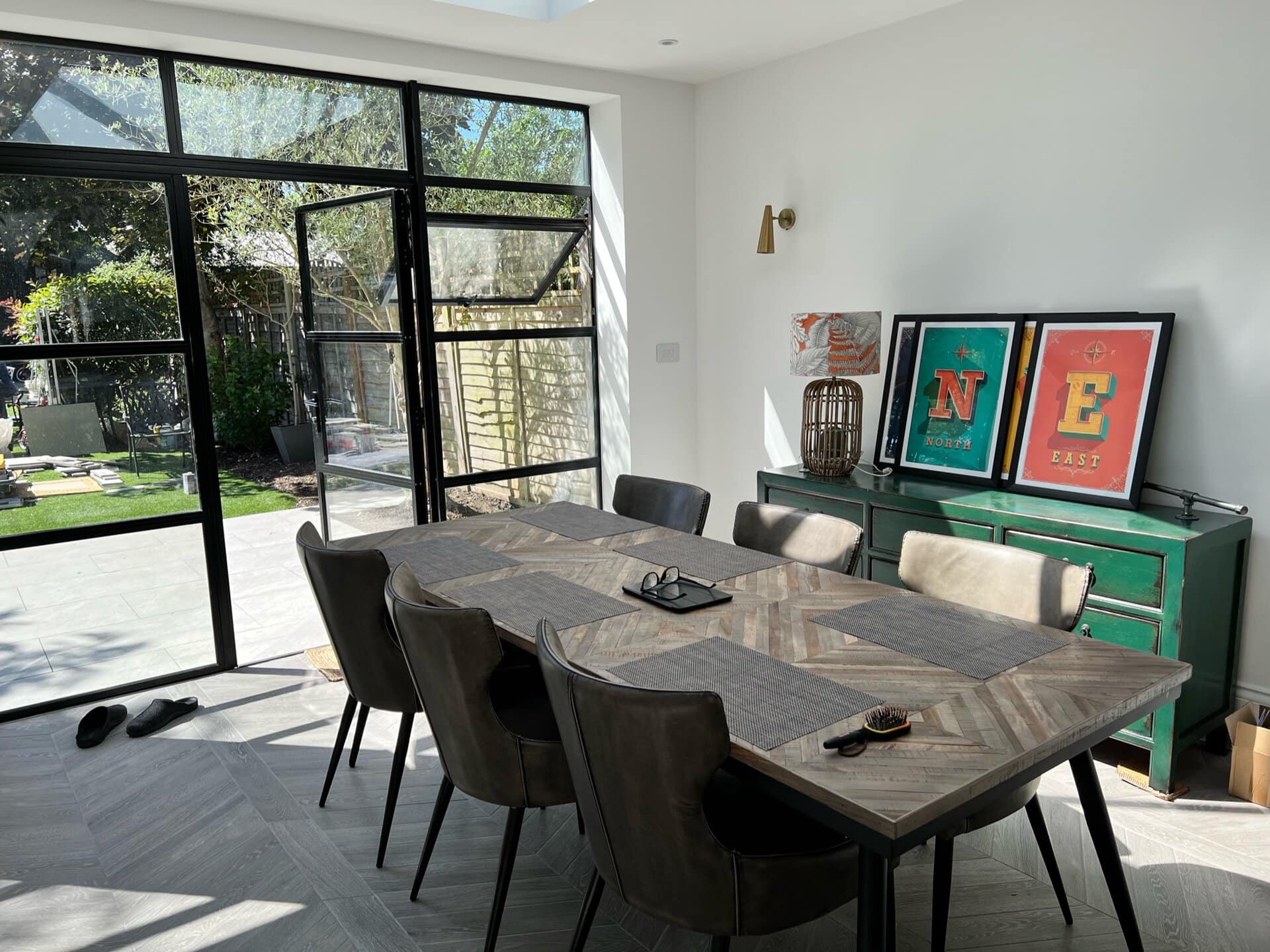 Kitchen diner extension with Crittall style doors